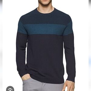 Calvin Klein Wool Blend Two-Tone Blue Crewneck Sweater sz M